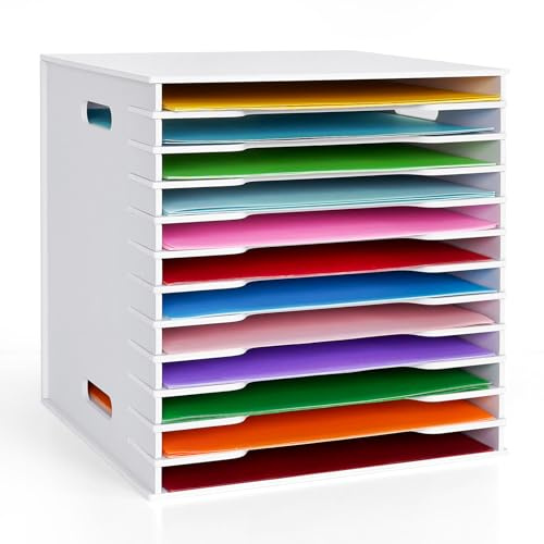 SANFURNEY 12 Slots Scrapbook Paper Organizer for Sizes 12 x 12
