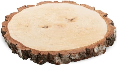 Grand disque en bois pour bricolage ou décoration, 1 disque de bouleau naturel, environ 30 cm (28-32 cm) de diamètre, en bois de bouleau, rond comme décoration en bois