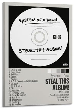 System of A Down Poster, Raumdekoration, ästhetisches Poster, künstlerisches Poster für Schlafzimmer, Wohnzimmer, Wände, 60 x 90 cm, Rahmenstil