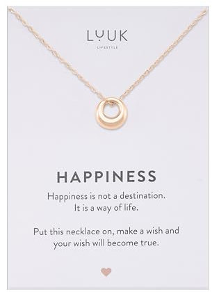 LUUK LIFESTYLE Collier pour femmes avec anneau et pendentif en forme de cercle, design minimal pour les occasions spéciales, chic et élégant, rose