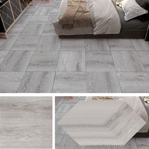 GBACHOOSE 40 unidades de suelo de PVC de 30 x 30 cm, azulejos adhesivos, suelo de vinilo de 3,6 m², autoadhesivo de grosor de 1,3 mm, laminado autoadhesivo, azulejos grises para salón, cocina,
