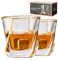 GLASKEY Kristall Whiskey Gläser 2er Set mit 24K Goldrand,Bargläser,Twisted Whiskyglas Gold Kollektion für Bourbon,Scotch und Wein,Rock Barware für Männer Geschenk - 240ml