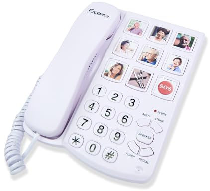 Excelltel Big Button Phone for Seniors, Corded Landline Telephone with Handsfree Function and 9 Groups of Memory, One-Touch Dialling,Suitable People with Vision Disorders/Hearing Damage (EX-LD-858HF)
