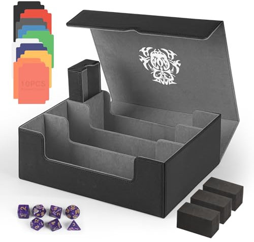 TCGUARD Sammelkarten Aufbewahrungsbox für 1800+ Karten, Magnetische Card Deck Box mit Tragezubehör, Sammelkarten Box für MTG, YuGiOh, TCG Karten etc. Grau-Schwarz