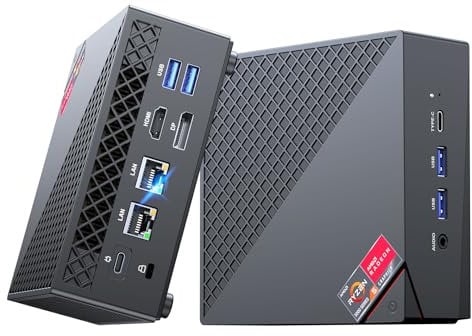 NiPoGi AM06 PRO Mini PC АMD Ryzen 7 5700U(8C/16T, bis zu 4,3 GHz), 16GB DDR4 512GB M.2 SSD Mini Desktop Computer WiFi 6, Dual LAN, DP/HDMI 2.0/Type-C 4K Triple Display Mini-PC mit VESA für Schule/Büro