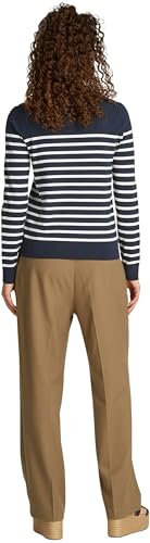 Tommy Hilfiger Damen Pullover Jersey Fine mit Rundhalsausschnitt, Mehrfarbig (Dark Night Navy/Ivory Petal STP), L