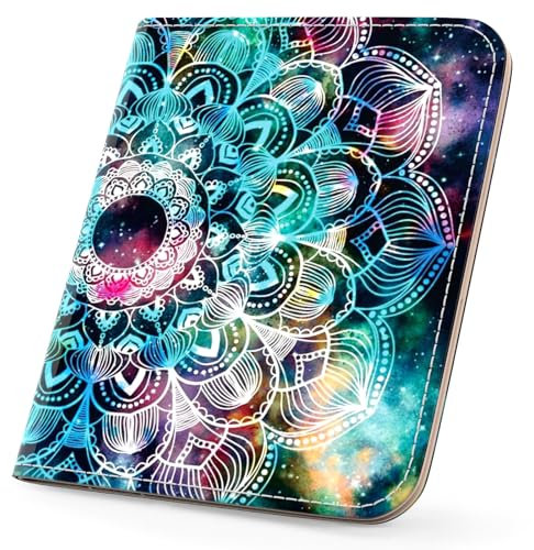 APHISON Damen-Geldbörse, RFID-blockierend, Leder, Reißverschluss, schmal, kompakt, doppelt gefaltet, Geldbörse für Damen, Münzfach, kleine Damengeldbörse mit Ausweisfenster, A5-Mandala, Casual