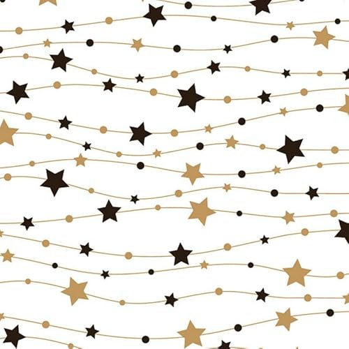 20 Servietten Weihnachten Sternenkette schwarz-gold als Tischdeko. Papierservietten mit Motiv. Auch für Decoupage und Serviettentechnik 33x33cm