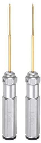 sourcing map Lot de 2 tournevis hexagonaux RC de 1,5 mm en titane - Outil de réparation pour modèles télécommandés de voiture, hélicoptère, bateau - Argenté
