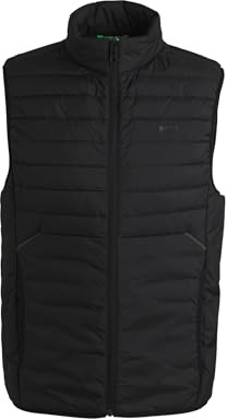 BOSS Mens V Thor 2 Water-Repellent Gilet with Tonal Logo Black
