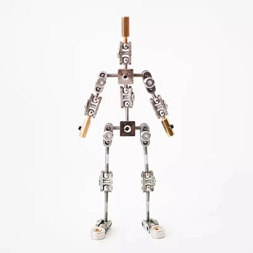 LeTkingok Fertiges Vollmetall-Stop-Motion-Armaturen-Kit, Marionetten-Skelett Aus Edelstahl, DIY-Animierte Figur, Flexibles Modell, Höhe 18CM