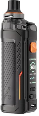 TVDC Armour G Kit for Vaporesso, 3000mah Mega Power Rechargeable Battery, 0.96-inch Ultra Clear Indicator Screen, Dynamic Themes, Simple Streams, 2ml Cartridge No Nicotine, (Black)