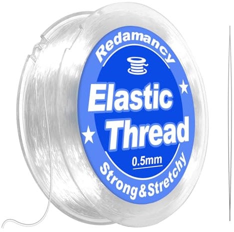 Redamancy 0.5mm*100m Filo Elastico Trasparente per Bracciali, Filo Nylon Trasparente con Ago per Perline, per Bracciali, per Realizzare Gioielli, Filo per Cucire per Gli Ornamenti Appesi e Cuci Hobby