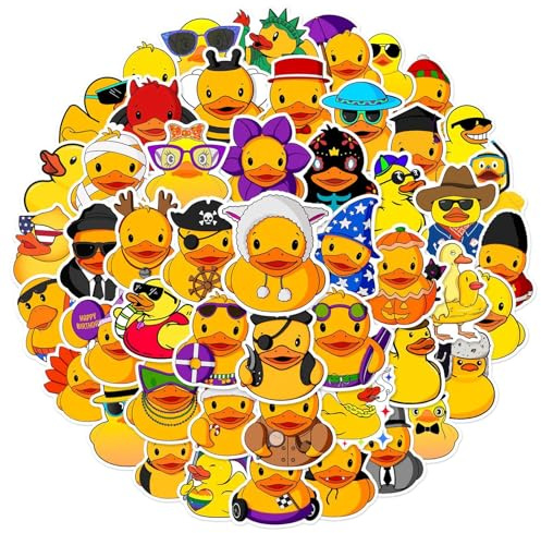 Niedliche gelbe Enten-Aufkleber, wasserdichte Enten-Aufkleber, Gepäckaufkleber, 50 Stück, Skateboard-Aufkleber, gelbe Enten-Aufkleber, Cartoon-Handkonto, Wasserbecher, Handyhülle, Gepäckaufkleber,