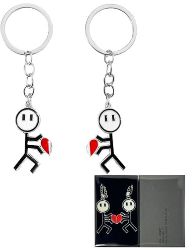 ZWWOGE 2 porte-clés Doodle personnalisés avec cœur en patchwork - Créations uniques pour ado fille et garçon - Cadeaux créatifs pour la Saint-Valentin - Idéal pour les hommes et les femmes