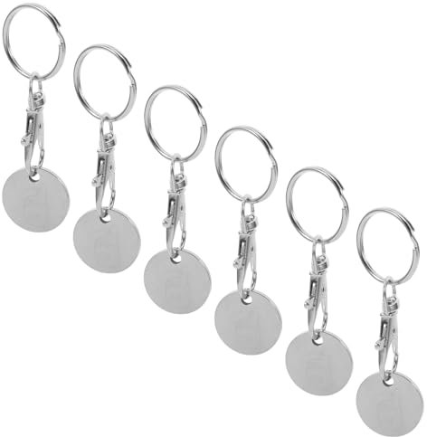 NUOBESTY Einkaufswagen Münz Schlüsselanhänger 6 Stück aus Edelstahl Silber