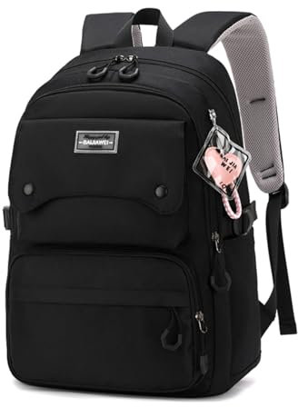 Aucuu Schulrucksack Mädchen & Jungen Teenager, Backpack Damen & Herren mit Anhänger, 15,6 Zoll Laptop Rucksack, Causal Travel Schultaschen, Wasserabweisend Backpack, College-Rucksack