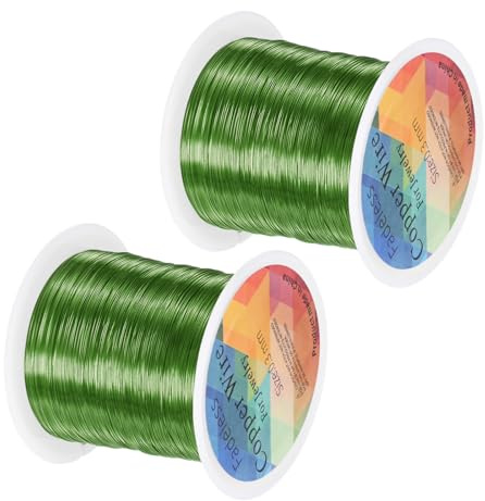 M METERXITY 2 Rotoli Filo Per Gioielli 0.3mm 28 Gauge 328FT Filo Rame Verde