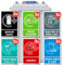 Recycling Stickers for Bins 12x pack - 6 Design, 100mm x 150mm, Self-Adhesive Vinyl Stickers, Waterproof Decals, Indoor Outdoor Recycle Signs – Food Waste, Made in UK.