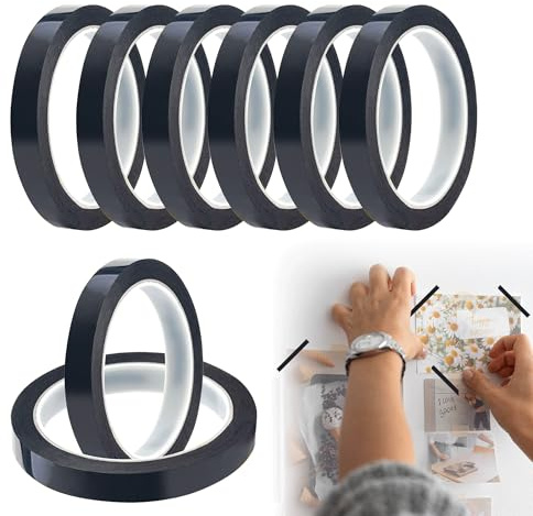 8Pcs White Board Tape 3mm x 66m Whiteboard Tape Grid Marking Tape Thin Black Tape Office School Whiteboard Accessories Pinstripe Tape Chart Graphic Gridding Fine Line Tape