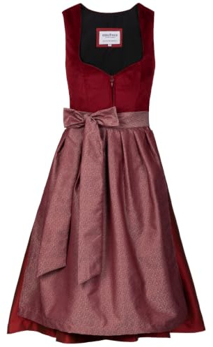 Edelnice Trachtenmode Exklusives Designer Midi Dirndl Luise Samt rot inkl. Dirndlschürze Gr. 32-54 (DE/NL/SE/PL, Numerisch, 38, Regular, Regular, rot)