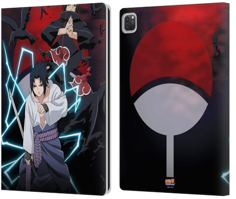 Head Case Designs Offizielle Naruto Shippuden Sasuke und Itachi Schluessel Kunst Leder-Wallet-Hülle Kompatibel mit Apple iPad Pro 12.9 2020/2021/2022