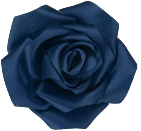 M METERXITY Broches Et Épingles à Fleur Roses Pour Femmes 11cm, Bleu Marine | Broches De Revers Artisanales En Satin Délicat, Grandes Fleurs à Cheveux En Tissu Pour Mariage