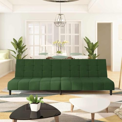 Mimdixy Eckcouch Sofa Couchsofa Küchensofa,Schlafsofa 2 Sitzer Dunkelgrün Samt,Modernes Couch Für Wohnzimmer,Wohnung,Büro,Einfache Montage