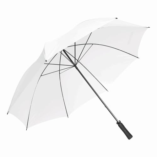 Regenschirm Groß sturmfest XXL Automatik Fiberglas Durchmesser 131cm Weiß | Stabiler Stockschirm für 2 Personen, robuster Schirm für Herren und Damen