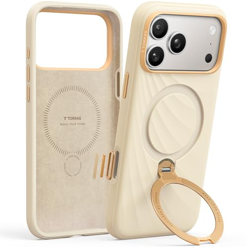 TORRAS Ostand Q3 Silicon for iPhone 17 Pro Max Case – 360° Rotating Ring Stand, Camera Button Guard, 12FT Drop Protection, Compatible with MagSafe for iPhone 17 Pro Max Cover – Yellow