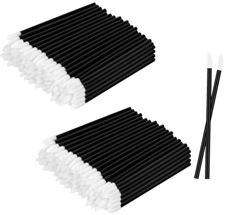 Alaoo 100 stycken läppborstar, sminkpensel, läppstift stavapplikator, pensel läppglans concealer för perfekt läppmakeup, svart, Svart 100 stycken (2 förpackningar)