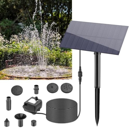 Tidevib 5W 5V Solar Water Pump Garden Decoration with -in Panel 180L/h Flow Brushless Motor Bird Baths Aquariums Ponds Black