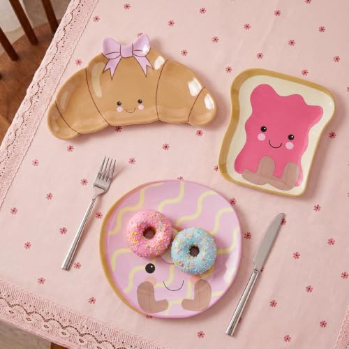 OHS 3 Pack Sweetie Pie Shaped Serving Plates Melamine Side Plates, Multi | Dessert Plates Reusable Serving Dishes for Food Snacks Pastry Party Afternoon Tea Outdoor Entertaining Great Gifts for Kids