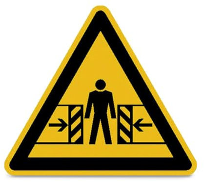 Betriebsausstattung24® Warnung vor Quetschgefahr Warnschild, Alu geprägt, Gröߟe 100 mm