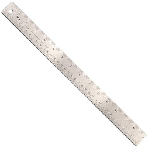 Officemate Classic Stainless Steel Metal Ruler, 15 inches with Metric Measurements, Silver, 15 L x 1.25 W (66612)