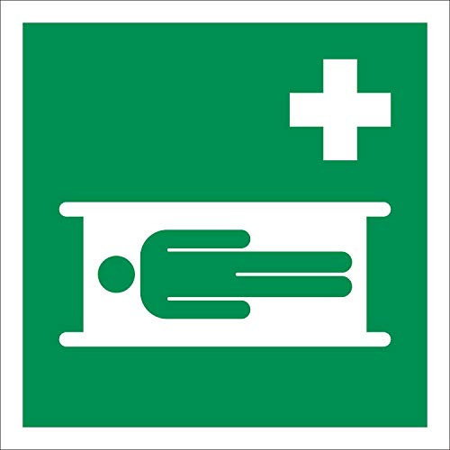 Krankentrage Rettungszeichen Rettungswegschild Schild Nachleuchtend ASR A1.3 150 x 150 mm