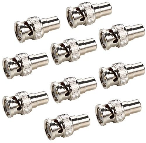 UHPPOTE BNC Mâle Vers RCA Femelle Connecteur Adaptateur Balun Prise Coaxial pour CCTV Câble (Lot de 10)