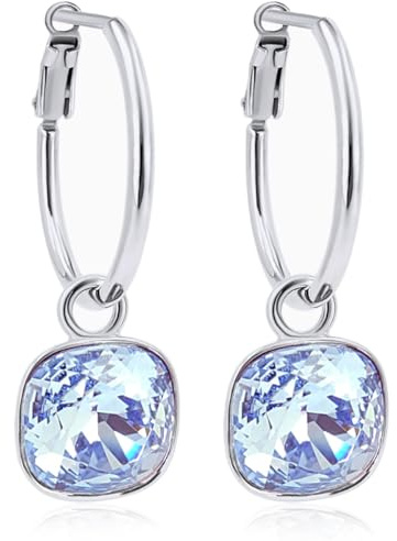 Silber-Creolen 925 Sterling mit Charm Anhänger Kristall Ohrringe NOBEL SCHMUCK