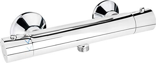 Cornat Brause-Thermostatarmatur Murcia - Hochwertiger Messingkörper - verchromt - 1/2 Zoll Brauseabgang - Cool-Touch-Oberfläche / Duscharmatur zur Aufputz-Montage / Brausethermostat / MUR3