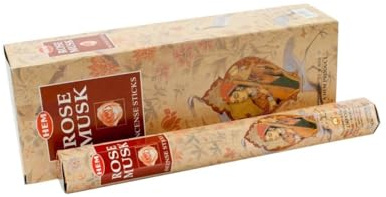 Hem Rose Musk Hexa Räucherstäbchen, 6 Packungen x 20 Stäbchen = 120 Stäbchen