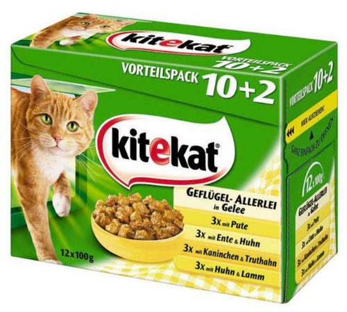 Kitekat Multipack in Gelee Frischebeutel Multivorteilspack 12 x 100 g 4 x Multipack Geflügel Allerlei