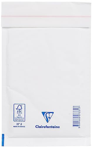 Clairefontaine 7331C - Packung mit 10 Luftpolster-Versandtaschen weiß 120x210 mm, 90g, 1 Pack