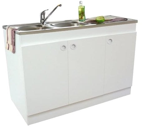 Meuble sous evier 120cm blanc Décliq Néova