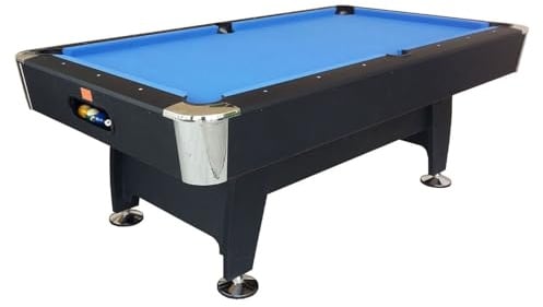NG Biliardi - Tavolo da Biliardo Black Norman Light (216 cm), Pre-Montato, con Sistema di Ritorno Biglie e Regolatori di Livello, Panno Professionale Verde, Regolamentare