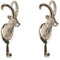 Wandgarderobe 2er SET Kleiderhaken in silber 'Steinbock' Hirschgeweih Hirsch Geweih Haken Wandhaken Aluminium Geweihhaken Wanddeko Dekoration Wandfigur silber, 10x8x21hWeihnachtsdeko silber, 10x8x21h