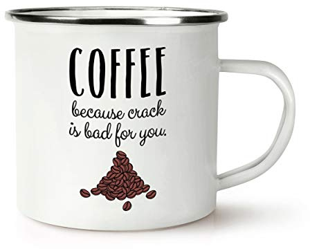 Café porque Grieta Es Bad For You Retro Esmalte Taza