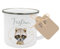 Manufaktur Liebevoll Emaille Tasse Kinder Geschenk personalisiert Kindertasse Waschbär Geschenk mit Name Kinder Geburtstagsgeschenk Tier Tasse (Motiv “Tristan Waschbär”)