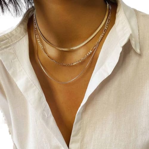 Prosy Layered Snake Chain Choker Necklaces Gold Minimalist Necklace Jewelry Adjustable for Women and Girls