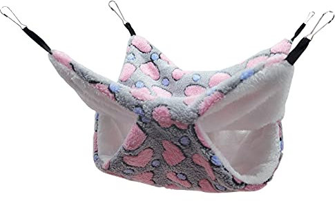 SOBW Hängematte Höhle 2 Ebenen Hängendes Bett Flauschige Hängebett Käfig Kleintierebett Intellektuelles Spielzeug mit Haken for Ratte Chinchillas Totoro Hamster Frettchen Mäuse Nager