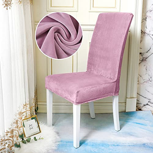 1/2/4/6 Stück Samt Glänzender Stoff Stuhlhussen Universalgröße Stretch Stuhlhussen Sitzbezug Schonbezüge Für Esszimmer,Samt,Flieder,4pcs